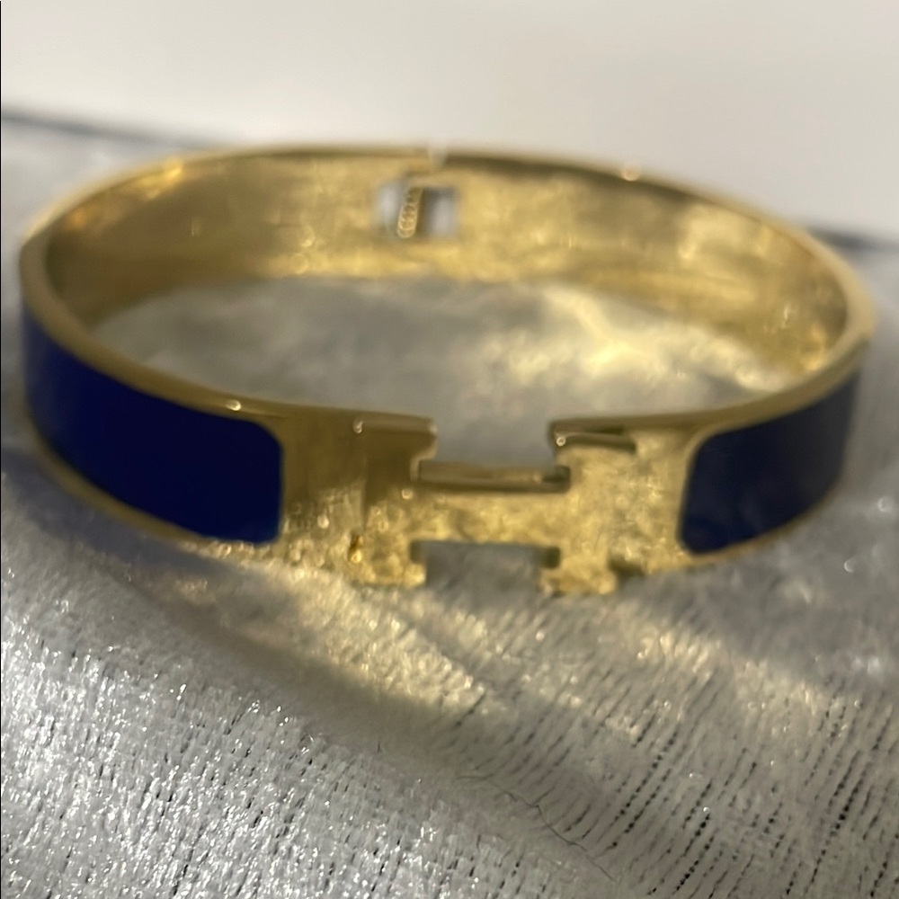 Gold and Blue Enamel Bracelet